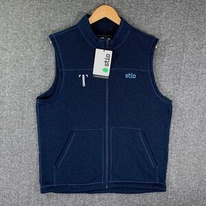 Stio Vest Men Large Blue Mountain Shadow Full Zip Fleece Outdoor Camping Hiking